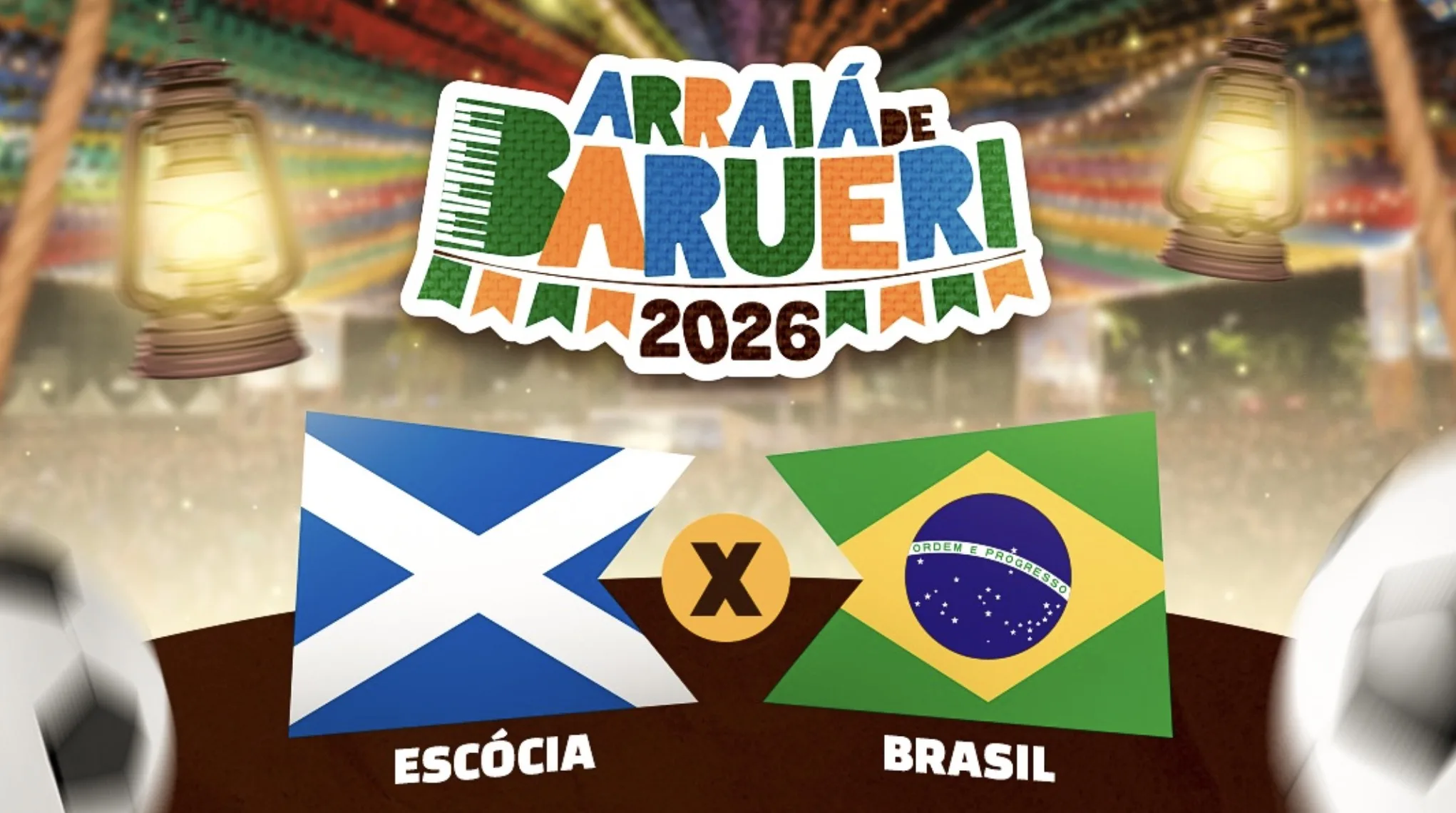 Arraiá Barueri terá Brasil x Escócia, Lucy Alves e fogos: veja que horas começa cada atração nesta quarta-feira (24/06/2026)
