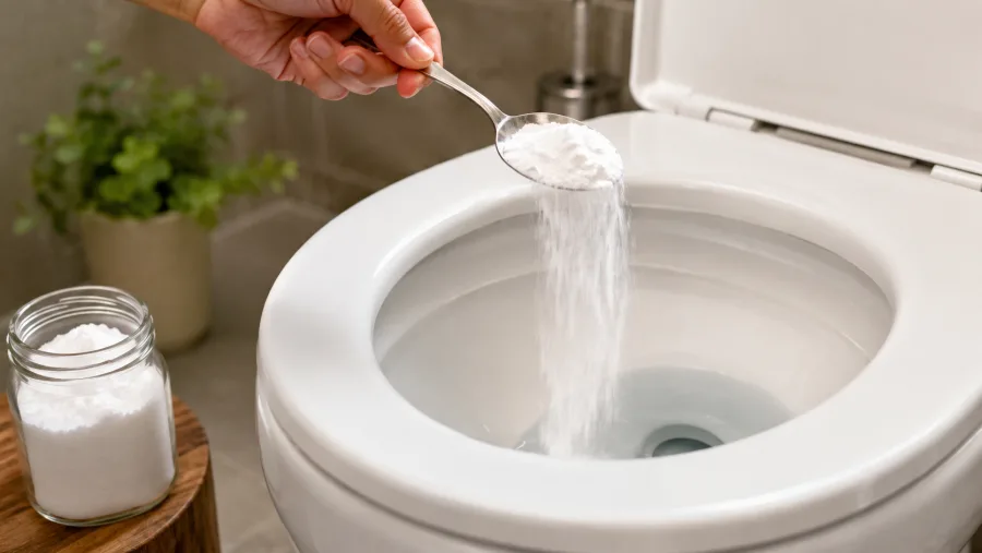 Aplicar bicarbonato no vaso sanitário uma vez por semana pode ajudar no controle de odores e manchas superficiais, complementando a rotina comum de limpeza do banheiro.