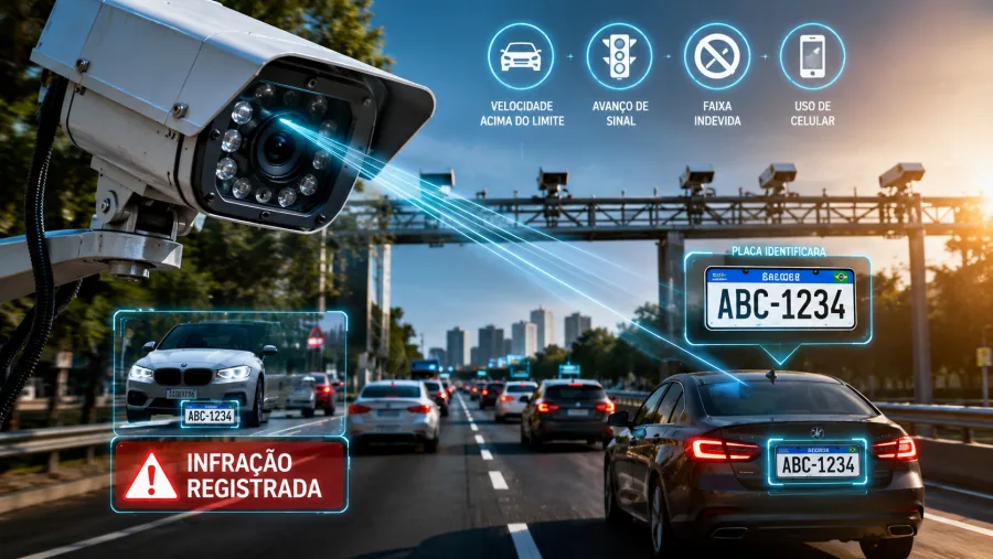 A tecnologia cruza imagens, horários e dados do veículo para identificar irregularidades, mas a autuação continua sujeita ao cumprimento de regras e procedimentos formais previstos na legislação.