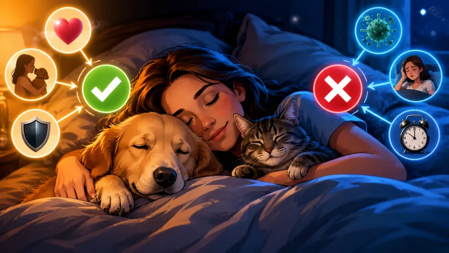 Estudos e especialistas apontam benefícios emocionais da convivência noturna com animais, mas também destacam interrupções do sono e exposição a alérgenos.