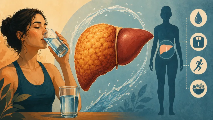 Estudos associam maior consumo de água a melhor perfil metabólico, embora a redução da inflamação hepática dependa de um conjunto de hábitos saudáveis.