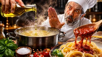 Azeite na água do macarrão funciona mesmo? Chefs e cozinheiros defendem que o sabor do macarrão começa na água do cozimento; O uso correto de sal, azeite e manjericão influencia textura, aroma e aderência do molho.