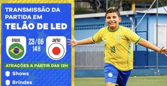 Brasil x Japão no telão às 14h em Caieiras: vale chegar às 12h para ver Ygor Levadão, brindes e feira na Avenida dos Estudantes