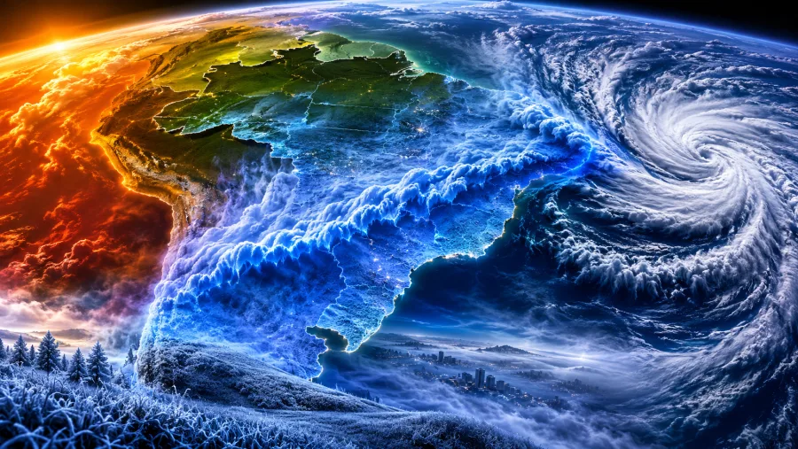 O avanço de uma massa de ar frio deve atingir Sul, Sudeste e parte do Centro-Oeste nesta semana, ampliando a influência do sistema climático e aumentando o risco de madrugadas geladas.