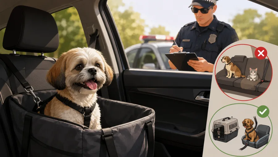 Além de aumentar o risco de acidentes, o transporte inadequado de pets pode gerar multas, pontos na CNH e ferimentos graves em caso de colisões ou frenagens bruscas.