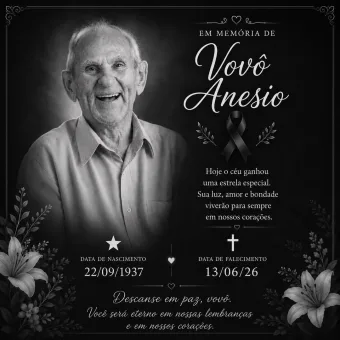 Vovô Anésio morreu aos 88 anos